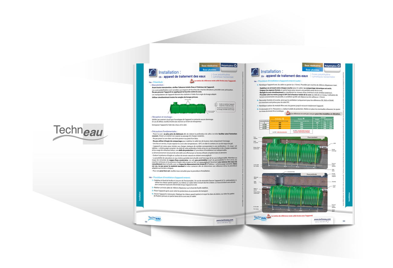 Catalogues à onglets consignes d'installation et vues 3D 2 pour Techneau par Iconicité