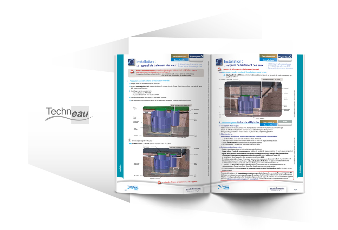 Catalogues à onglets consignes d'installation et vues 3D 2 pour Techneau par Iconicité