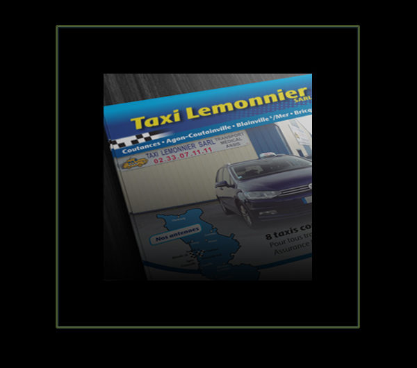 Flyer pour les Taxis Lemonnier Coutances par Iconicité Studio Graphique Manche