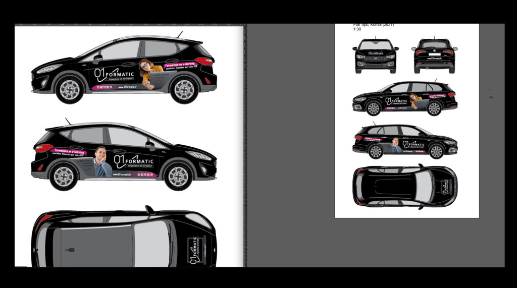 Conception graphique des silhouettes vehicules pour organisme de formation