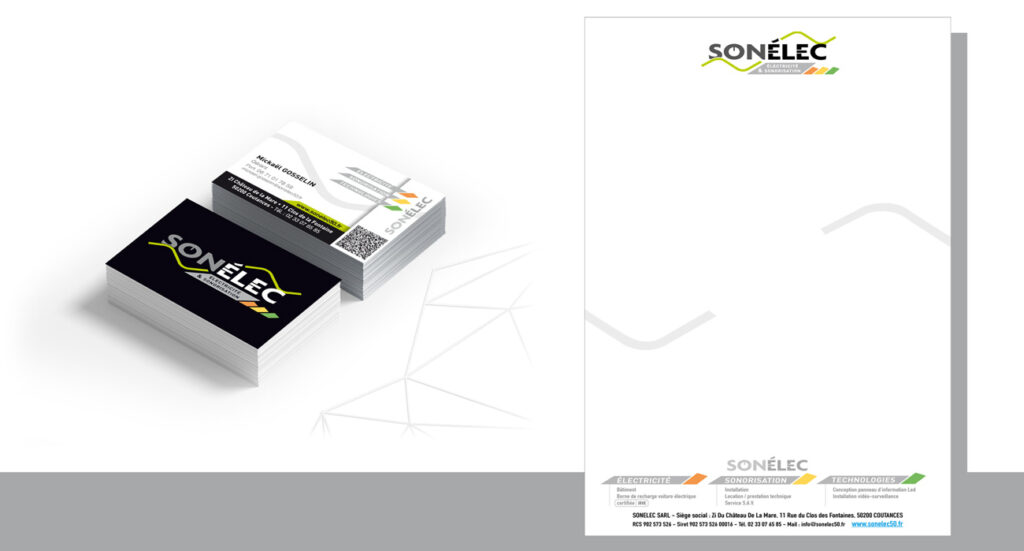 Détail de la charte graphique Sonelec réalisée par le studio Iconicité