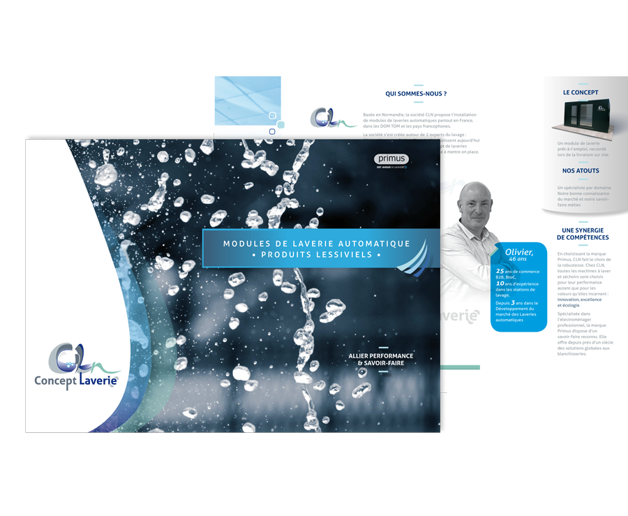 Applicatifs identité visuelle CLN Concept Laverie : le catalogue produits